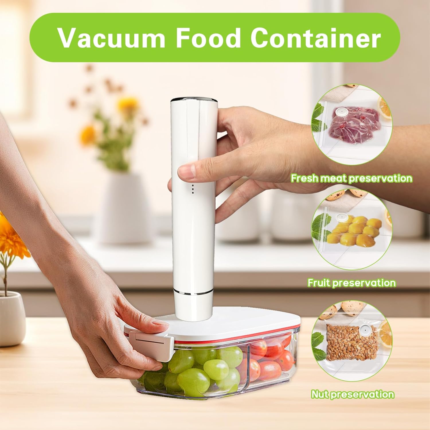 Food Vacuum Sealer Machine - Vakuumiergerät, tragbare Vakuumiergerät mit 5 Vakuumbeuteln,