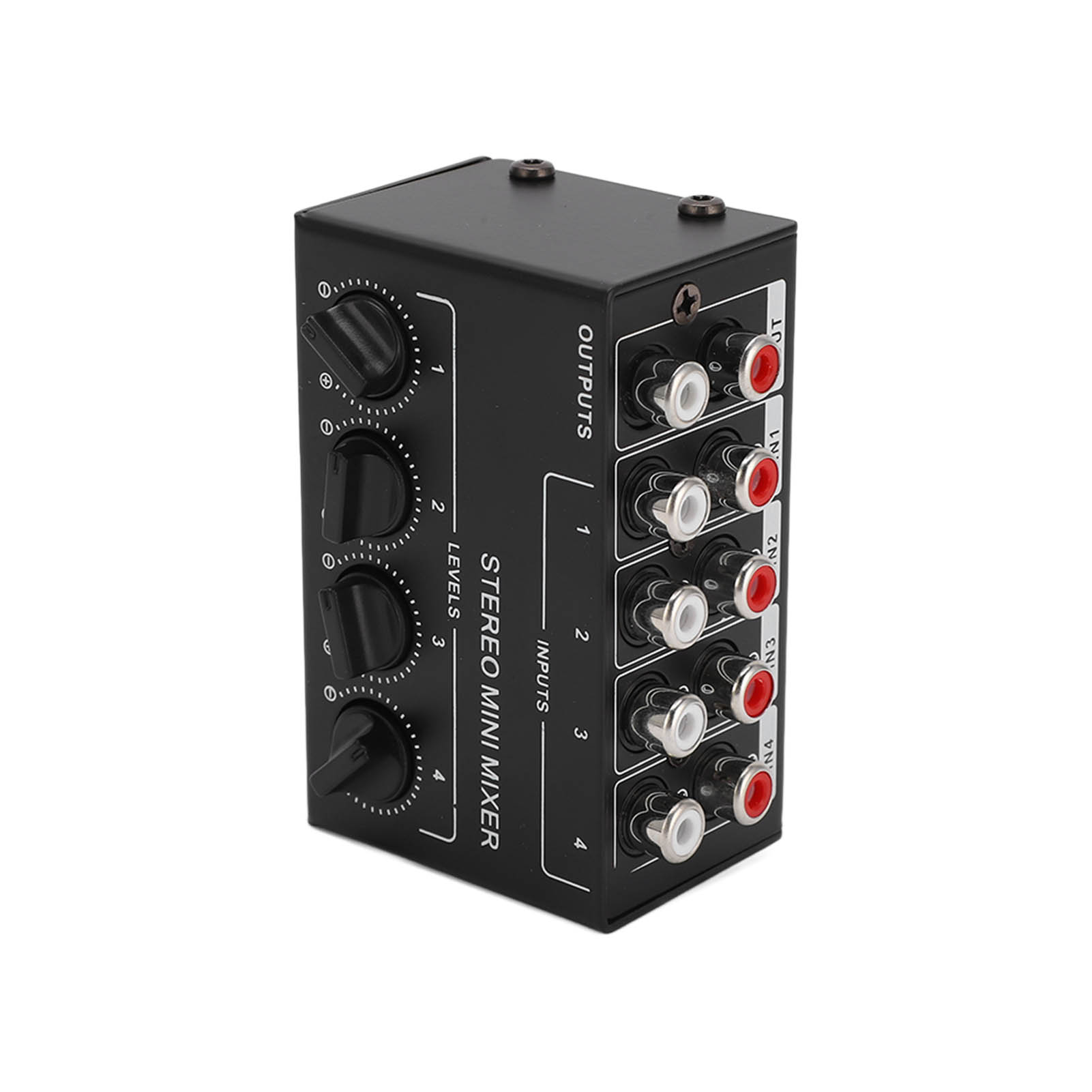 Home Appliances - 4-Kanal-Passiv-Stereo-Mischpult, Audio-Mischgerät mit 100k-Ohm-Potentiometern, Gehäuse aus
