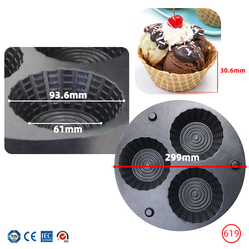 Kommerzielle Dreifach-Eiswaffe – Mini Waffle Maker Machine Bewertung und Preis